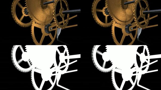 带阿尔法面罩的时钟齿轮