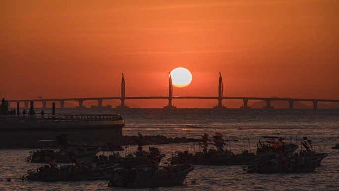 港珠澳大桥海豚塔日出