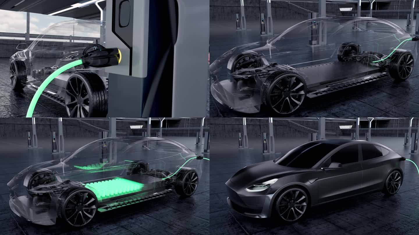 现代化新能源特斯拉科技感汽车充电电池