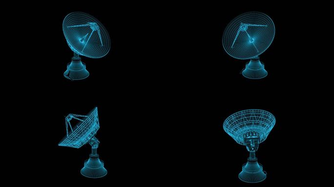蓝色线框全息科技卫星雷达带通道