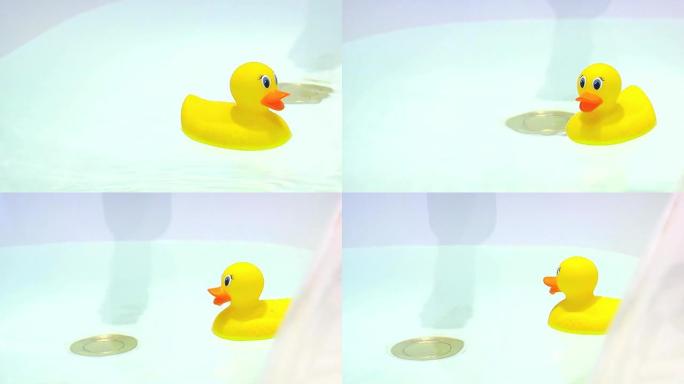 漂浮的黄色橡皮鸭从左向右移动