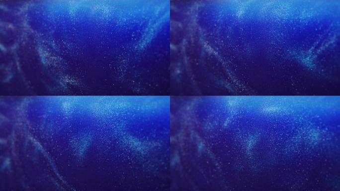 像深海背景一样漂浮的蓝色闪光颗粒