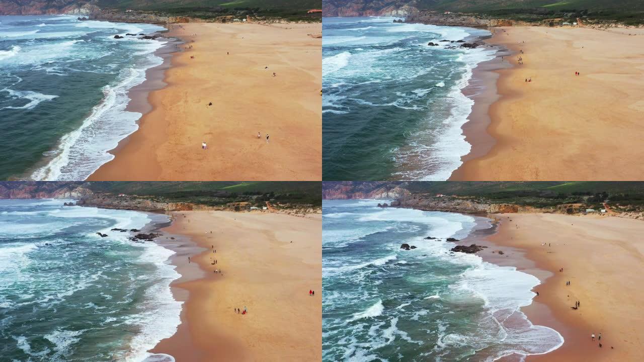 葡萄牙的大西洋海滩普拉亚达金乔鸟瞰图