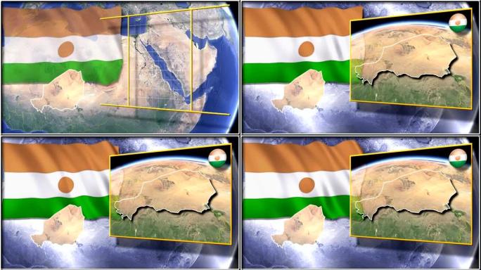 尼日尔旗和地图动画