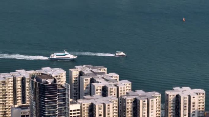 香港海上游船海面居民区高视角