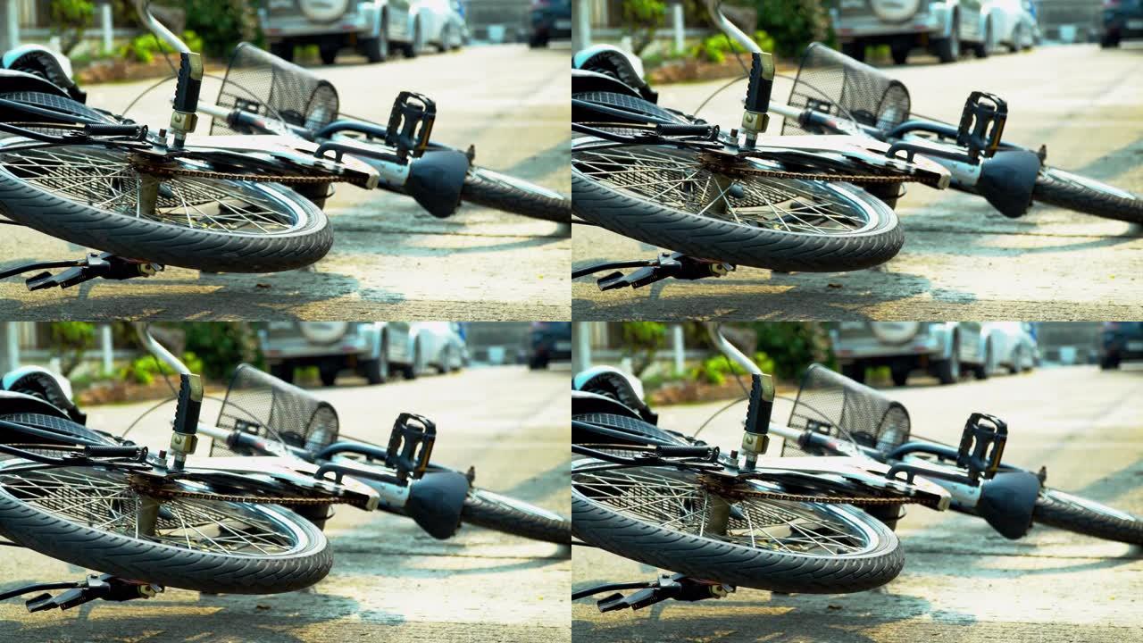 道路上的自行车事故概念