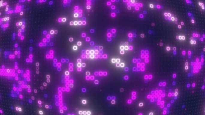 抽象循环紫色能量方块发光数字粒子未来高科技背景，4k视频，60 fps