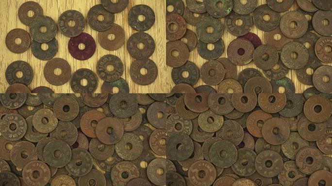 泰国古老的古钱币时间流逝