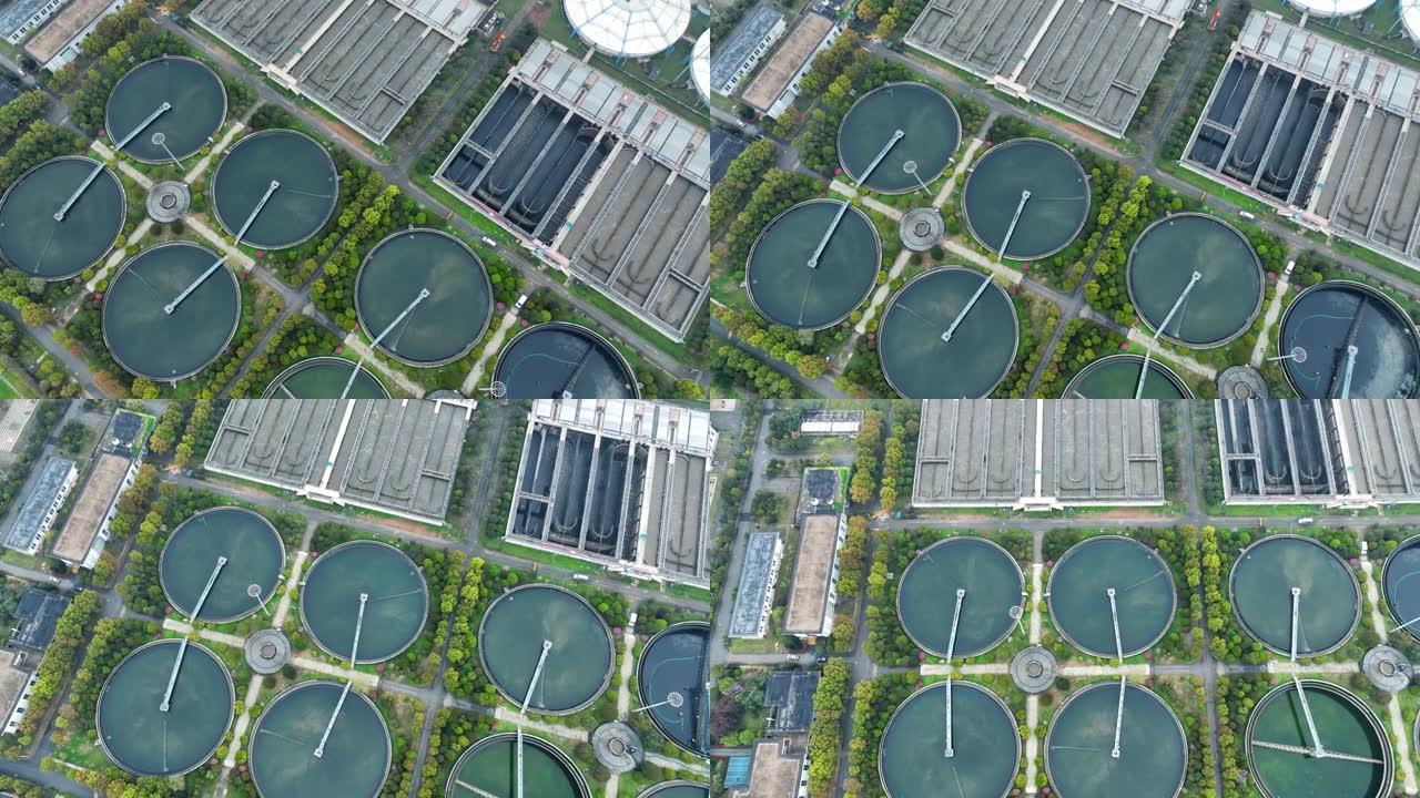 城市环境保护水处理厂的鸟瞰图