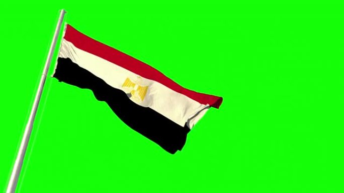 埃及国旗在色度键屏上随风飘扬，孤立无援