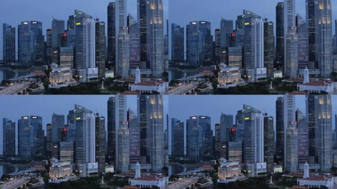 新加坡天际线天际线海港夜景