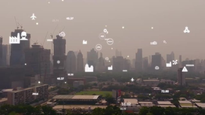 曼谷的空气质量指数不佳。PM 2.5 CO2排放健康问题。