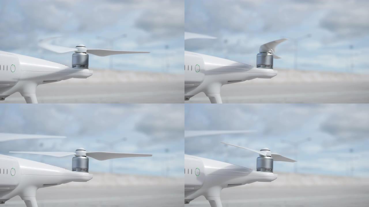 无人机近距离拍摄螺旋桨