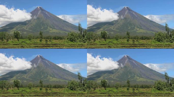 带有稻田的马永火山，菲律宾黎牙实比