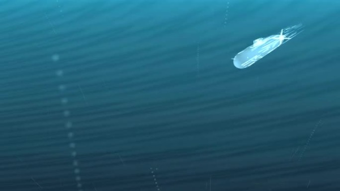 装饰性发光潜艇漂浮在深水中