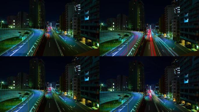 东京山手大道交通拥堵的夜晚时光倒流