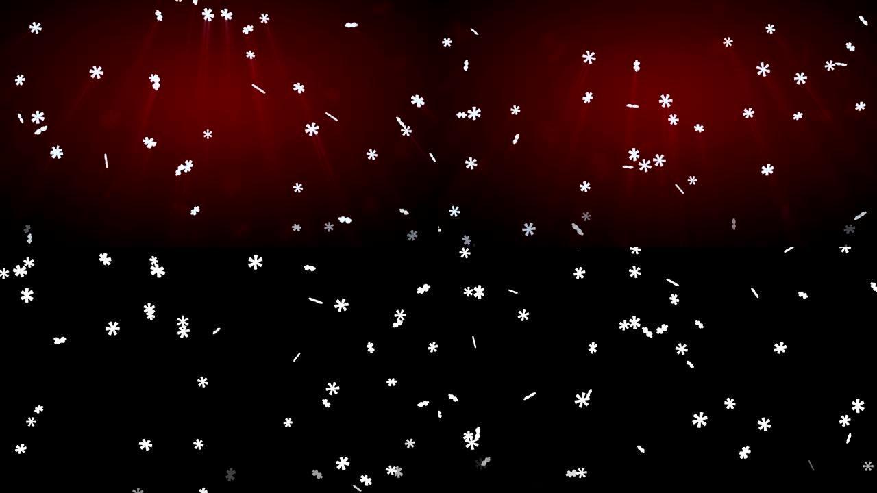 红色无缝循环降雪，亮度哑光