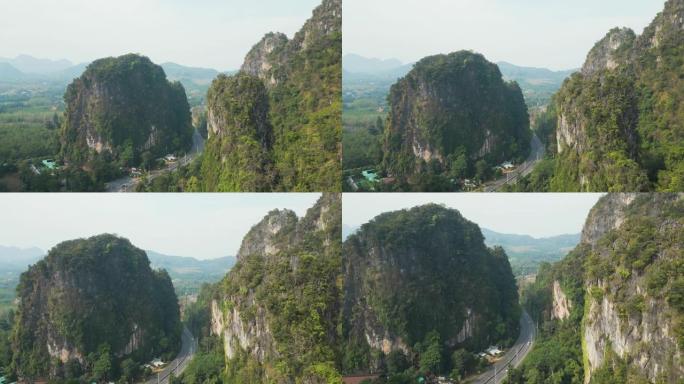 泰国棕榈油树种植园的道路鸟瞰图