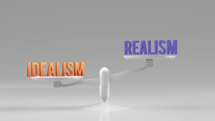 理想主义和现实主义重量，平衡，比例循环动画背景