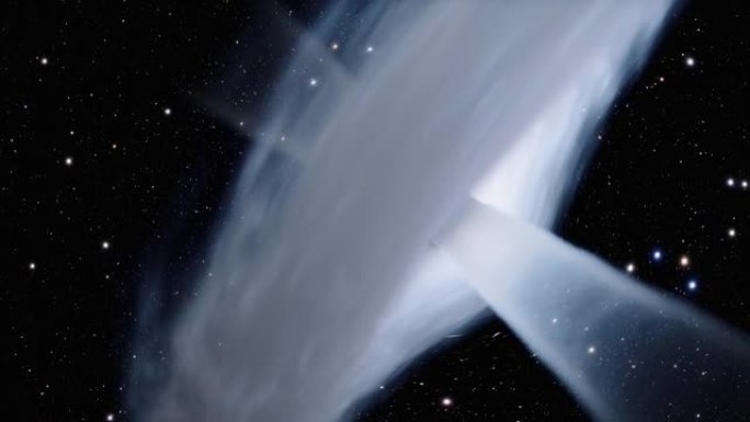 巨大的白洞动画与星星，太空飞行4K