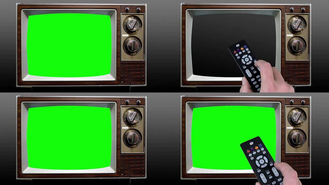 色度键绿色屏幕上的遥控电视