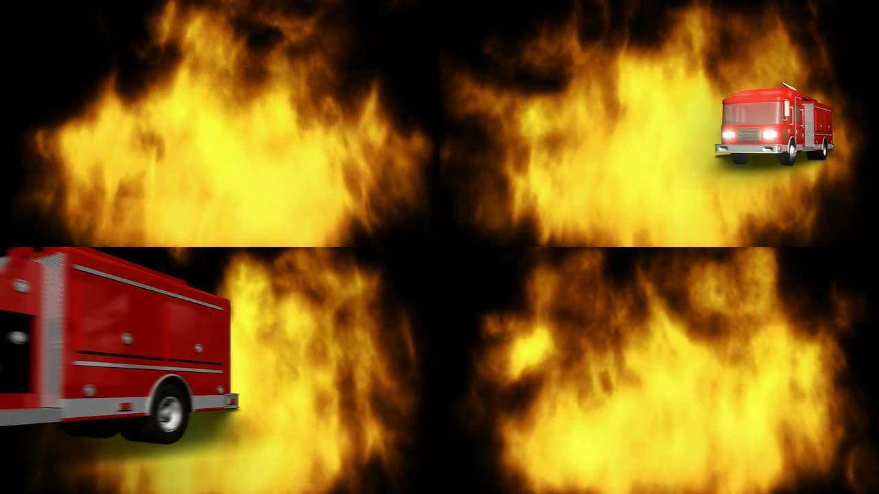 消防车驶过火焰-HD1080