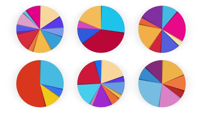 动画饼图，12个版本。哑光。