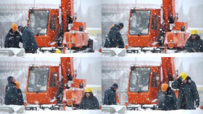 冬季施工路政鹅毛大雪飘雪