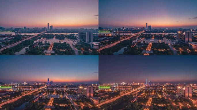 广西柳州城市广场和车灯轨迹的4k延时镜头