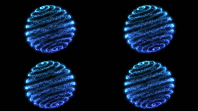 抽象粒子球动画-循环蓝色