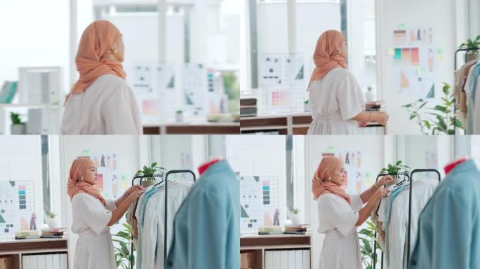 时尚、质量保证和穆斯林妇女，在商店里有服装，检查库存和产品设计。小型企业，初创企业和年轻的伊斯兰设计