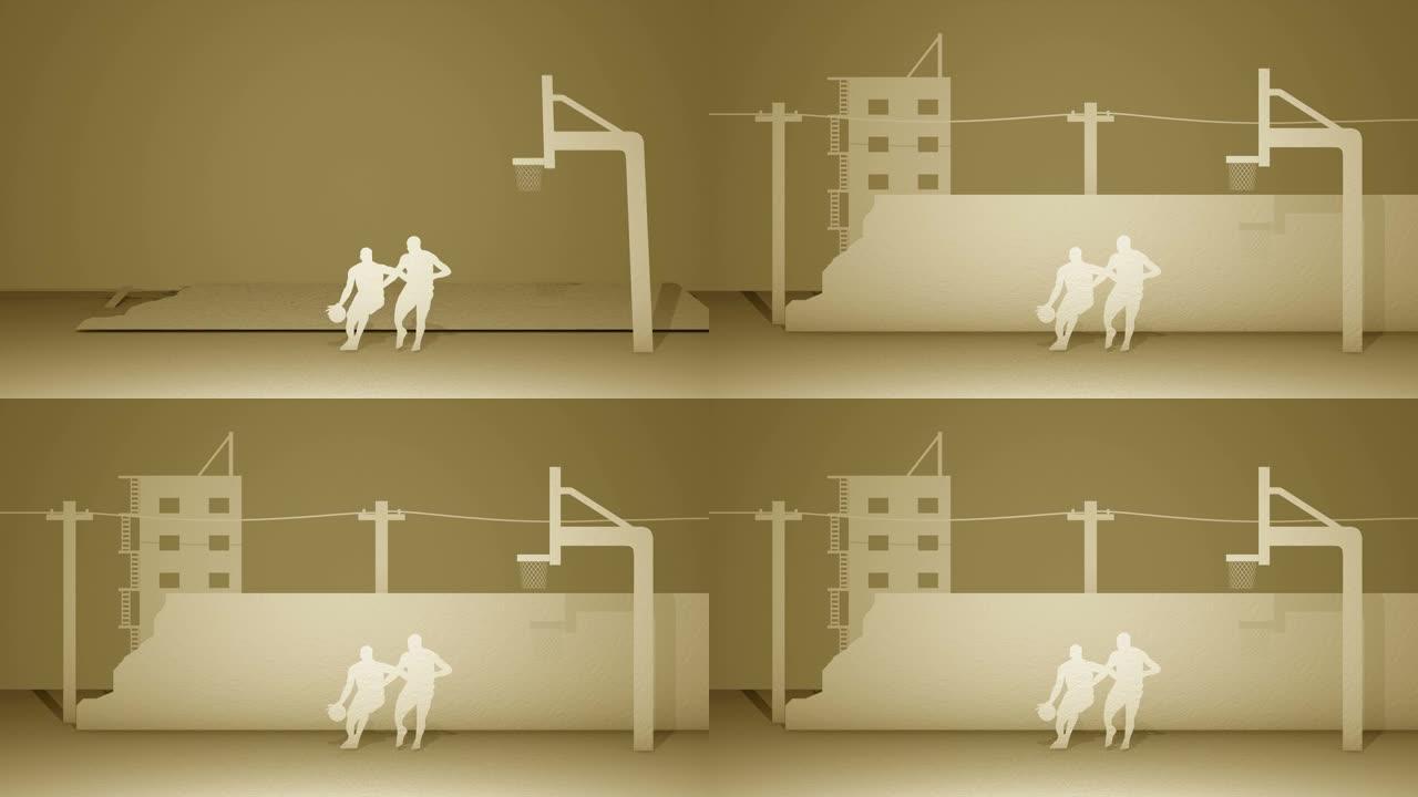 为城市电视节目设计的2D动画背景-街头篮球