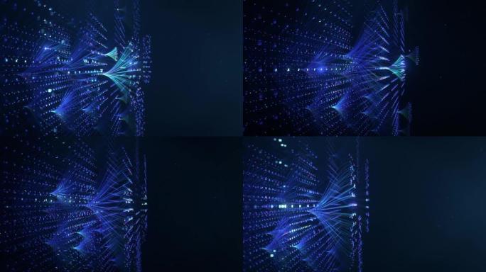 成长中的神经网络的可循环说明性3D动画。概念: 人工智能、聊天机器人、深度学习、机器学习和大语言模型