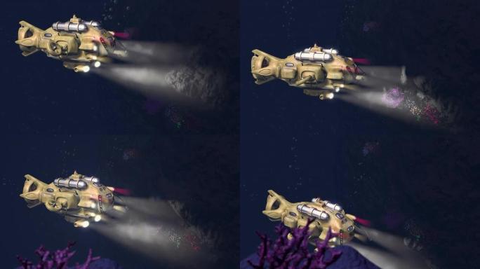 研究潜艇下降动画3D