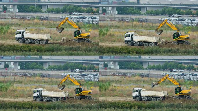 高清: 卡车向后行驶以装载