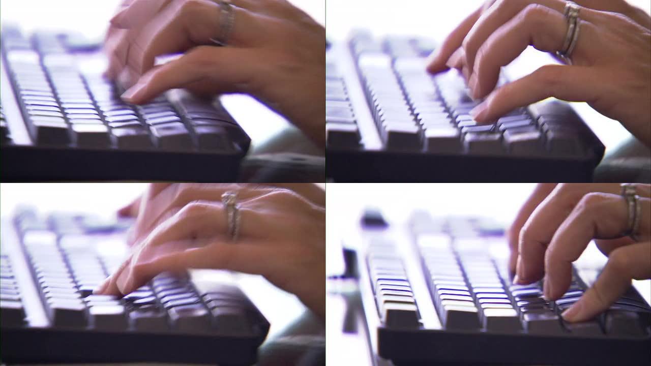 键盘上明亮的打字