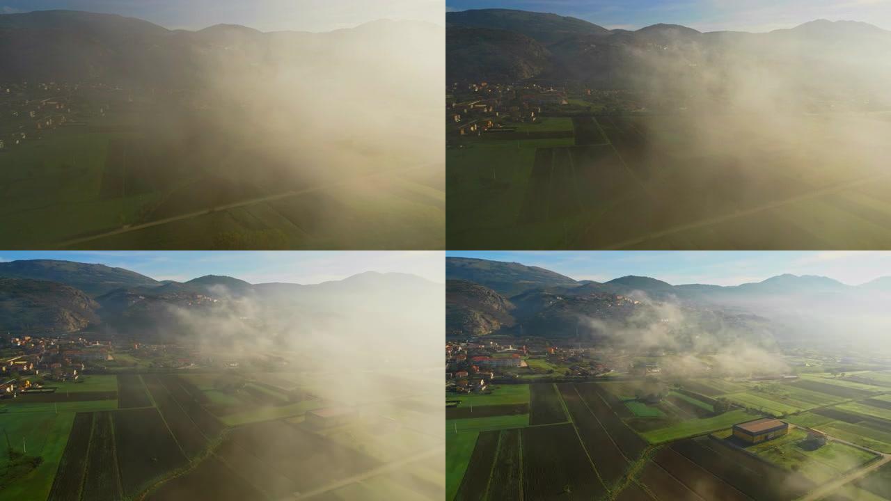 雾覆盖在Atena Lucana附近山脉的错落有致的景观上。
