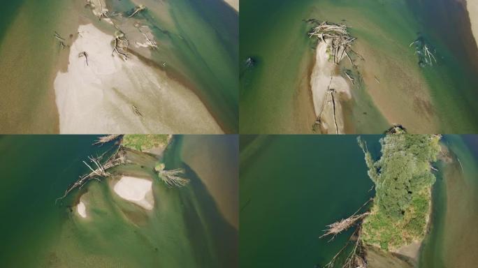 德拉瓦河上沙砾坝的航拍照片