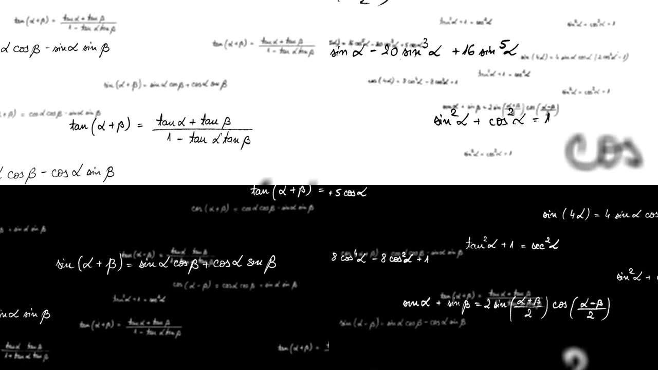 带阿尔法哑光的数学三角学方程循环