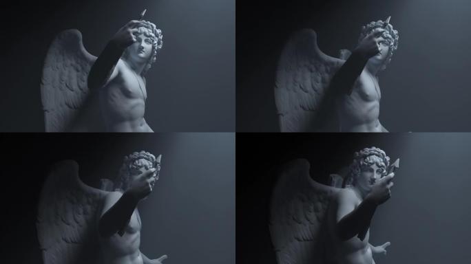 三维动画中的天使雕像