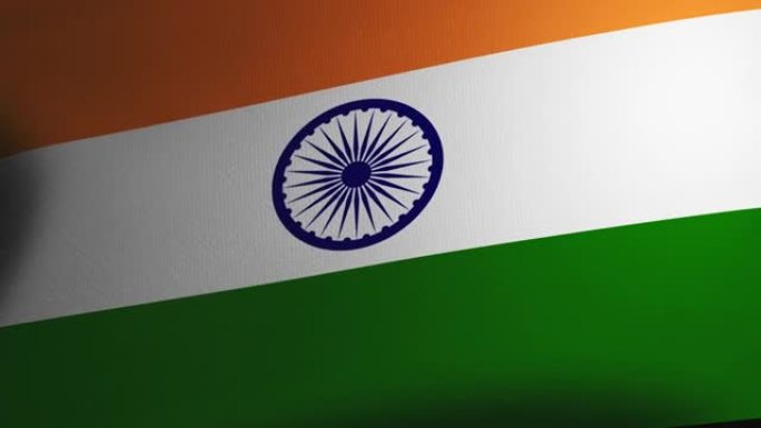 印度国旗在风中飘扬。国旗是由三个等宽的横条纹组成的长方形。国家权力的象征。