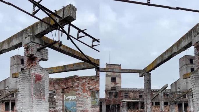 Vinnytsia乌克兰化学家植物废墟和植物废墟随着时间的推移，它看起来越来越像贝壳被击中并摧毁了周