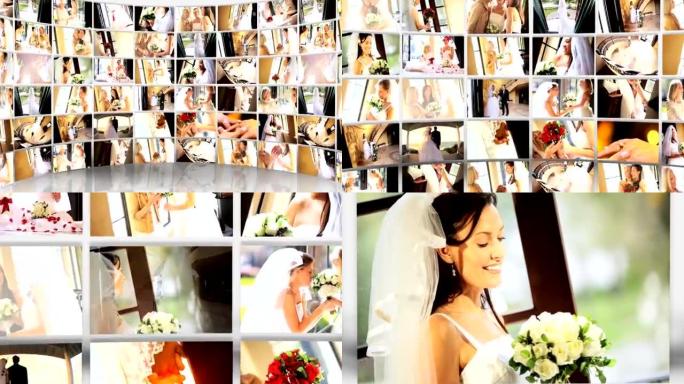 蒙太奇3D平板电脑美国新娘婚礼图像