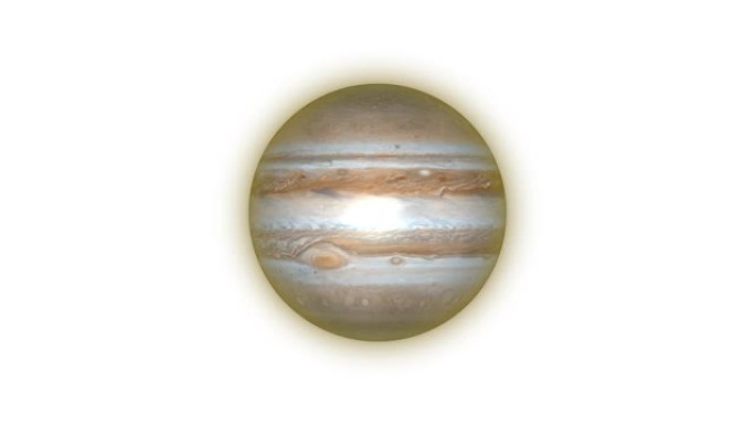 白色背景日夜循环图形上的动画木星行星。