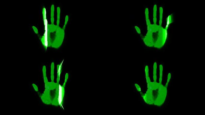 手动扫描仪手印指纹手掌密码标识绿色