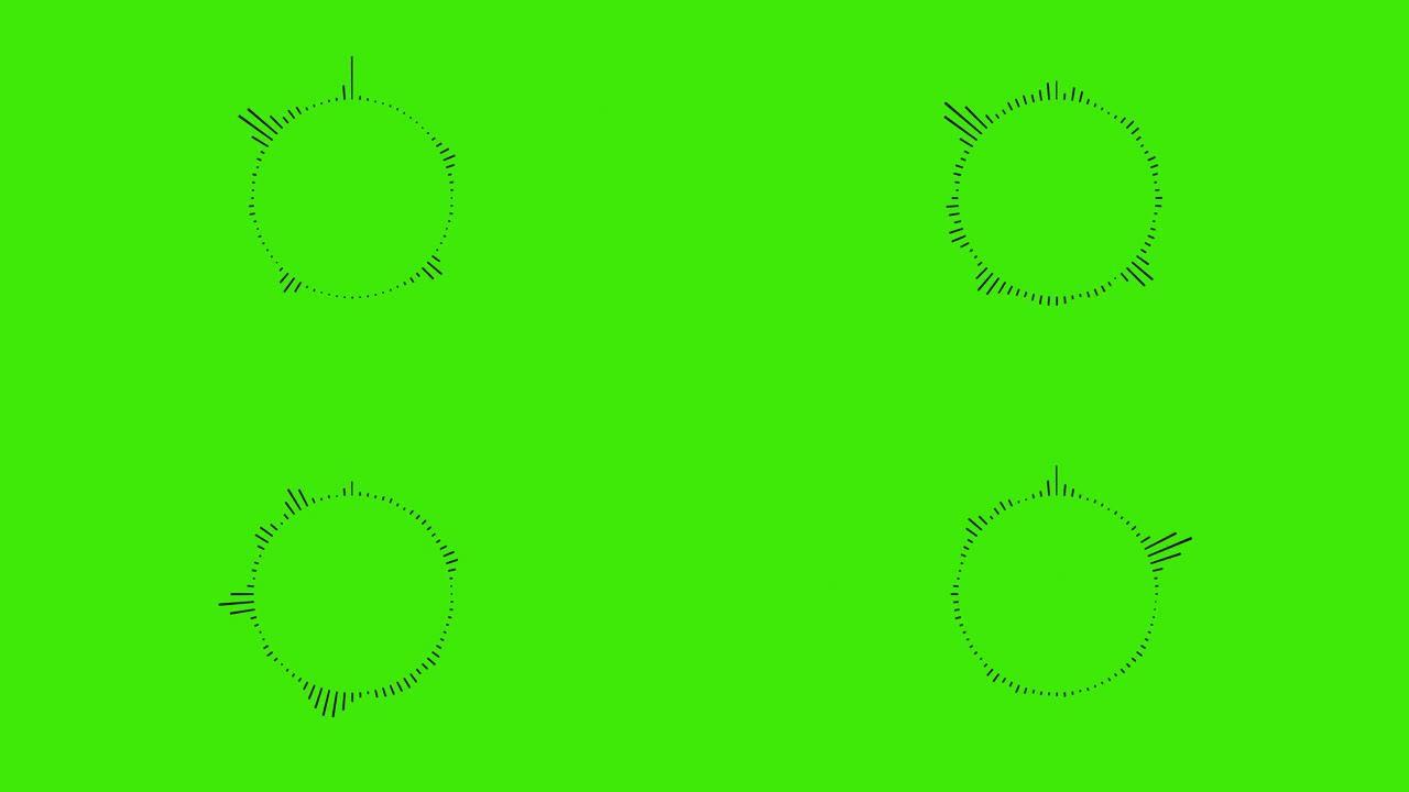 音频波或频率数字动画效果在绿屏背景上的4k运动。是一种声音技术或录音机。