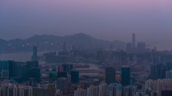 香港城市天际线的昼夜变化