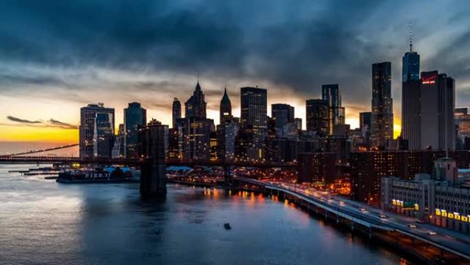 曼哈顿下城的日落、黄昏和夜晚-第2部分