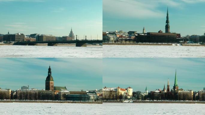 高清-冬天的老城。拉脱维亚、里加