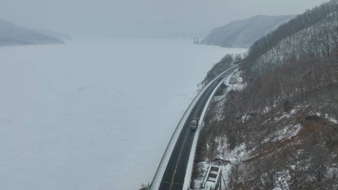 吉林珲春市G331国道边境公路航拍风光